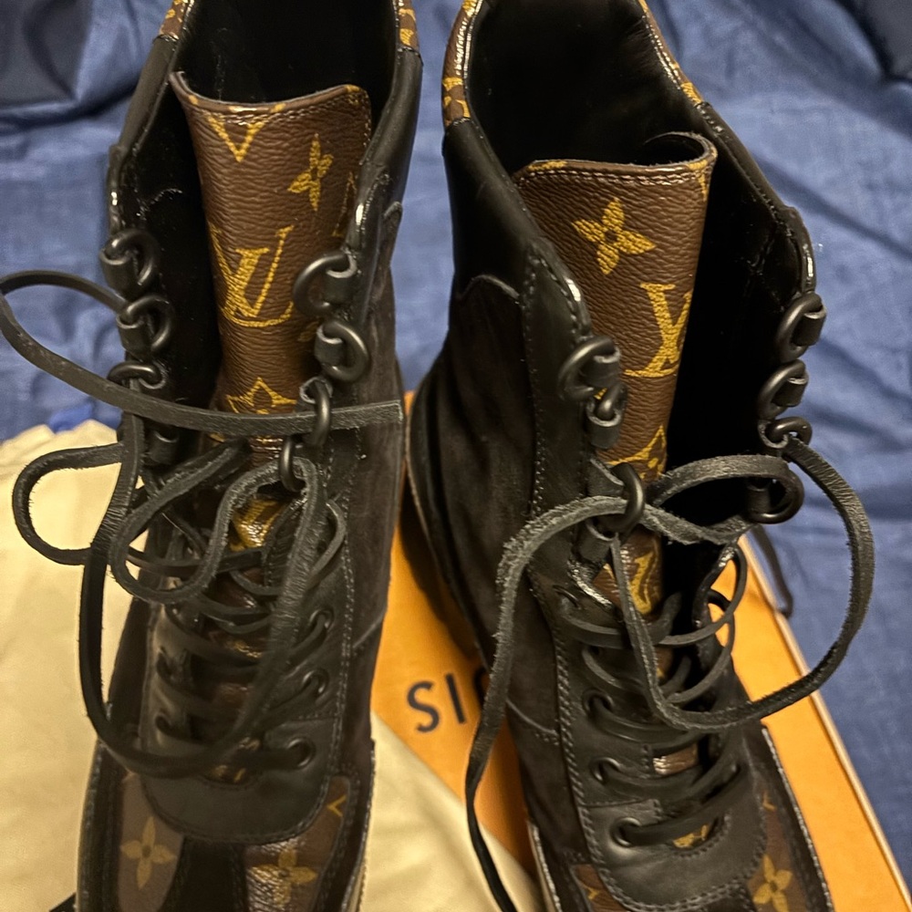 Louis Vuitton Brown and Black Monogram Boots - Picture 2 of 9